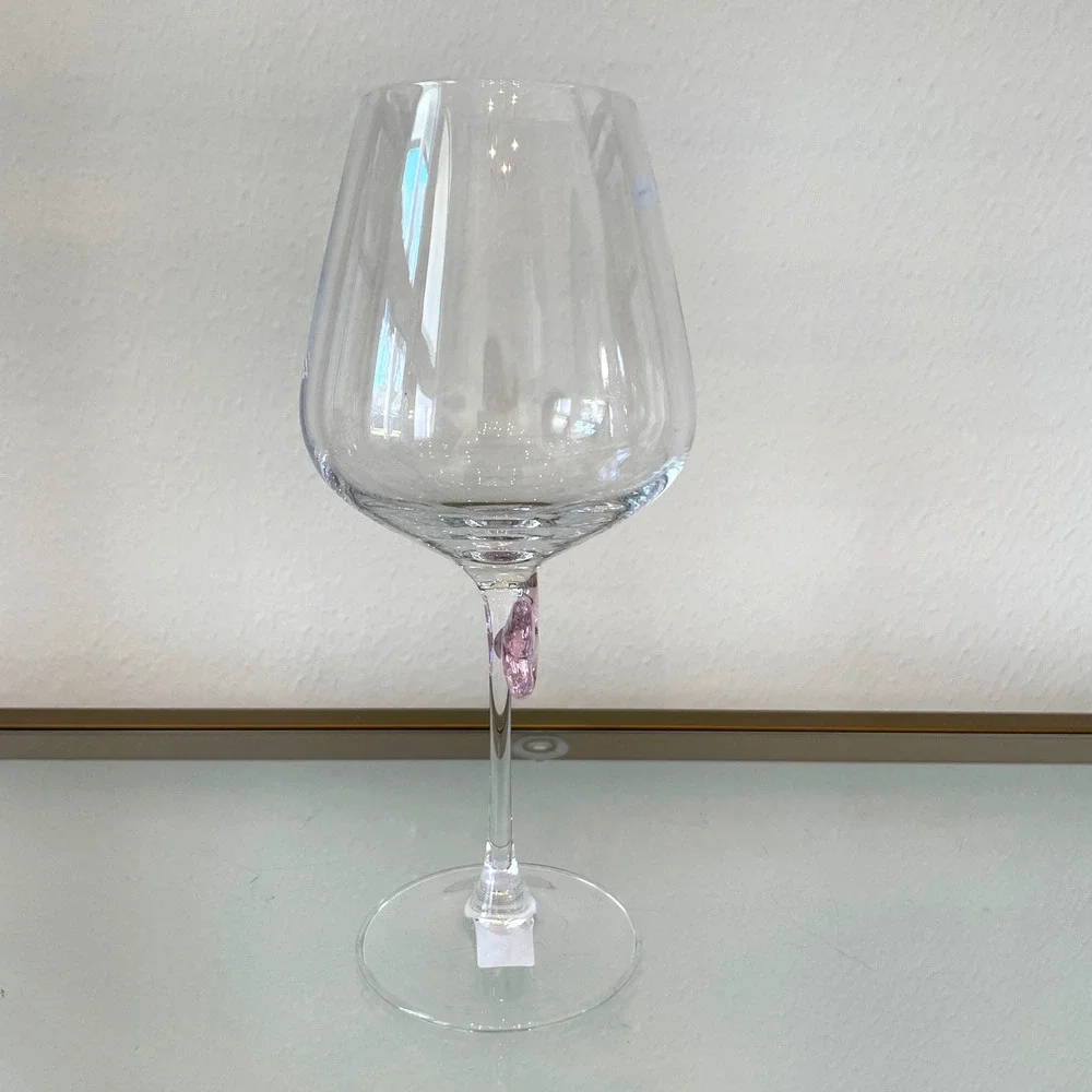 NEW Godinger Pink Butterfly Wine Glass Chic Barware